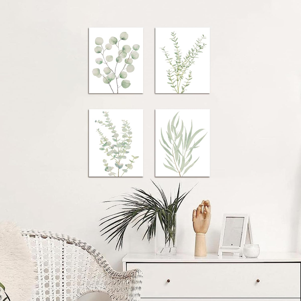 4PCS 8X10in,Botanical Plant Canvas Wall Art, Framed Boho Wall Decor For Bathroom, Minimalist Aesthetic Bedroom Wall Art — view 4