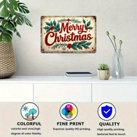Vintage Metal Sign 8x12 Inch, 2D Flat Iron Wall Art, Durable Christmas Plaque — view 4