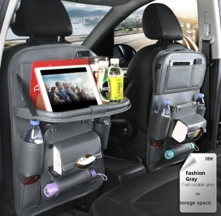 Pu Leather Car Storage Bag Multifunction Seat Back Tray Hanging Bag