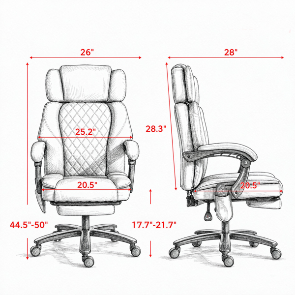 Massage Office Chair, 400lbs Capacity Desk Chair With Heat, Adjustable Headrest, Reclining & Footrest, Light Gray — view 2