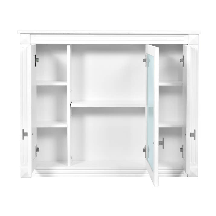 Bathroom Wall Cabinet with Mirror, Wall Mounted Medicine Cabinet with 4 Shelves, Mirrored Door Over Toilet Storage Cabinet, White — view 6