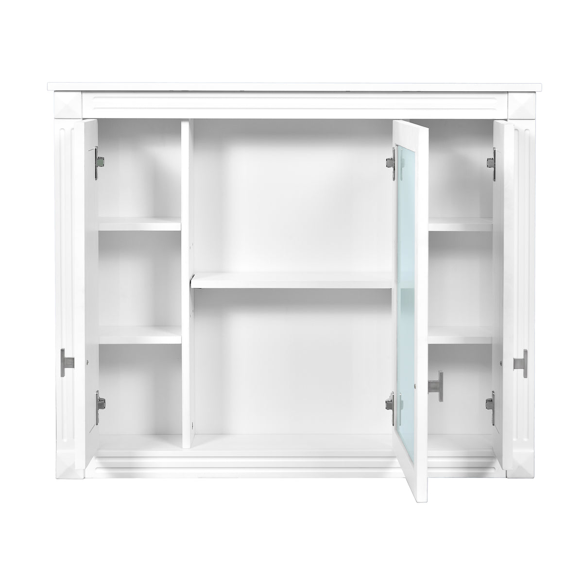Bathroom Wall Cabinet with Mirror, Wall Mounted Medicine Cabinet with 4 Shelves, Mirrored Door Over Toilet Storage Cabinet, White — view 6