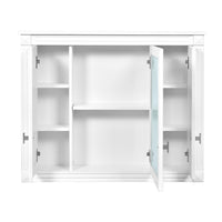 Bathroom Wall Cabinet with Mirror, Wall Mounted Medicine Cabinet with 4 Shelves, Mirrored Door Over Toilet Storage Cabinet, White — view 6