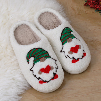 Cute Cartoon Santa Claus Christmas Slippers – Warm Indoor Home Shoes for Couples