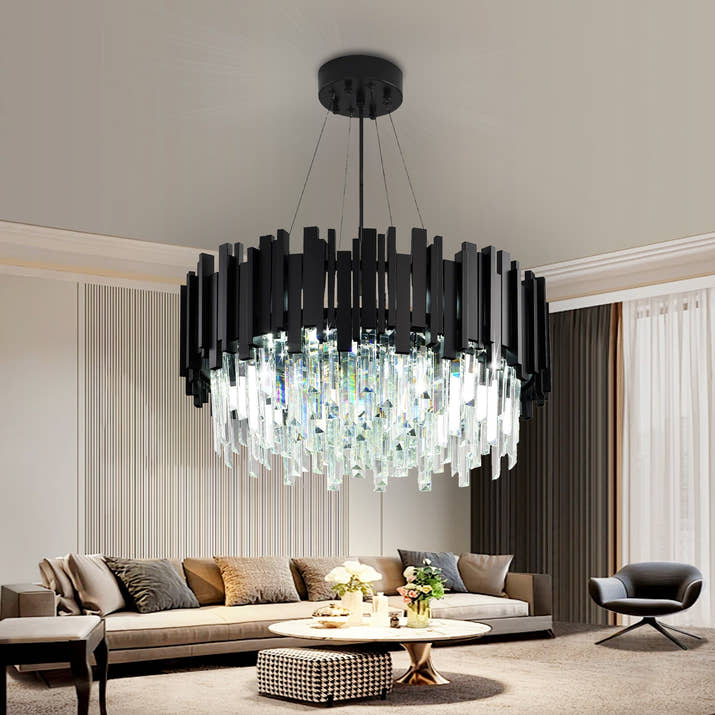 Modern LED Ceiling Light & Pendant Light E14 Crystal Chandelier Dimmable Round