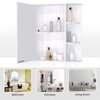 Wall Mounted Bathroom Cabinet With Mirror Single Door Storage Organizer 2-tier Inner Shelves White — view 3