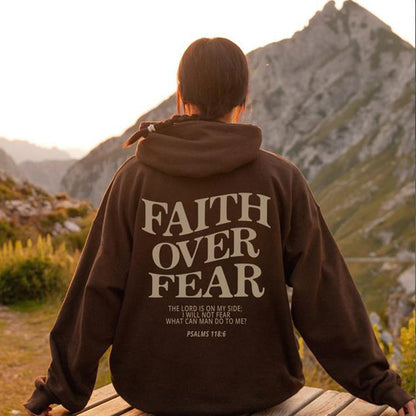 Faith Over Fear Christian Hoodie – Trendy Unisex Bible Verse Sweatshirt