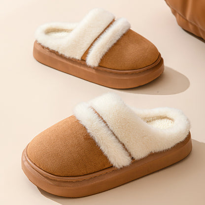 Women’s Warm Cotton Slippers – Non-Slip Winter House Shoes with Thick Suede Sole