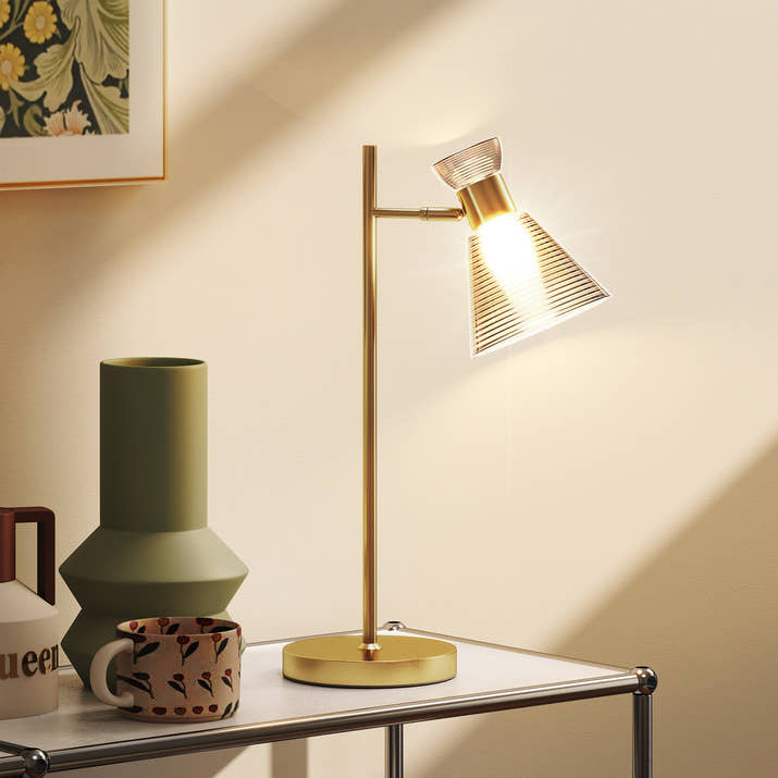 Modern Table Lamp,Bedside Lamp With Adjustable Flower-Shaped Head And E27 Socket For Living Room Bedroom Study,Bulb Not Included,Gold Tone — view 3