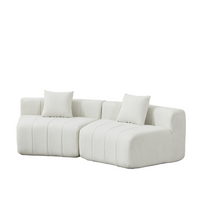 Chenille Curved Sectional Sofa With 2 Pillows,Curved Symmetrical Modular Semi Circular Sofa Sectional For Bedroom, Living Room, Office For Leisure Or Nap, Reading Room, And Lobby — view 4