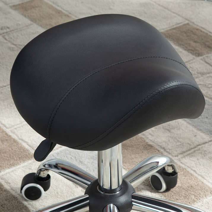 Cosmetic Stool 360Â° Rotate Height Adjustable Salon Massage Spa Chair Hydraulic Rolling Faux Leather Saddle Stool Mobility,Black — view 2