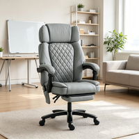 Massage Office Chair, 400lbs Capacity Desk Chair With Heat, Adjustable Headrest, Reclining & Footrest, Light Gray — view 6