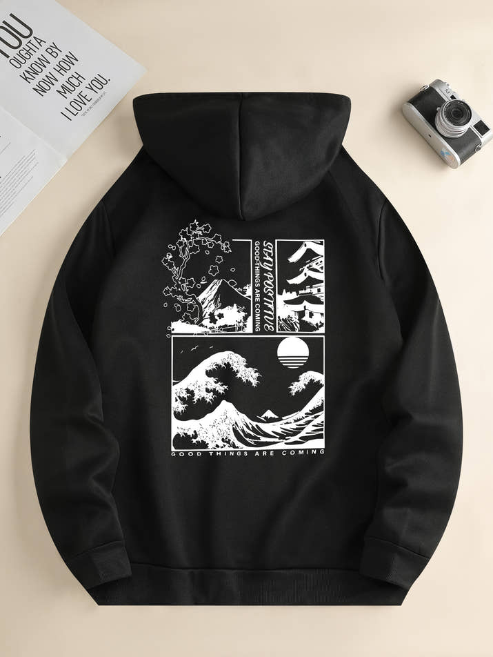 “Stay Positive” Beach Wave Hoodie