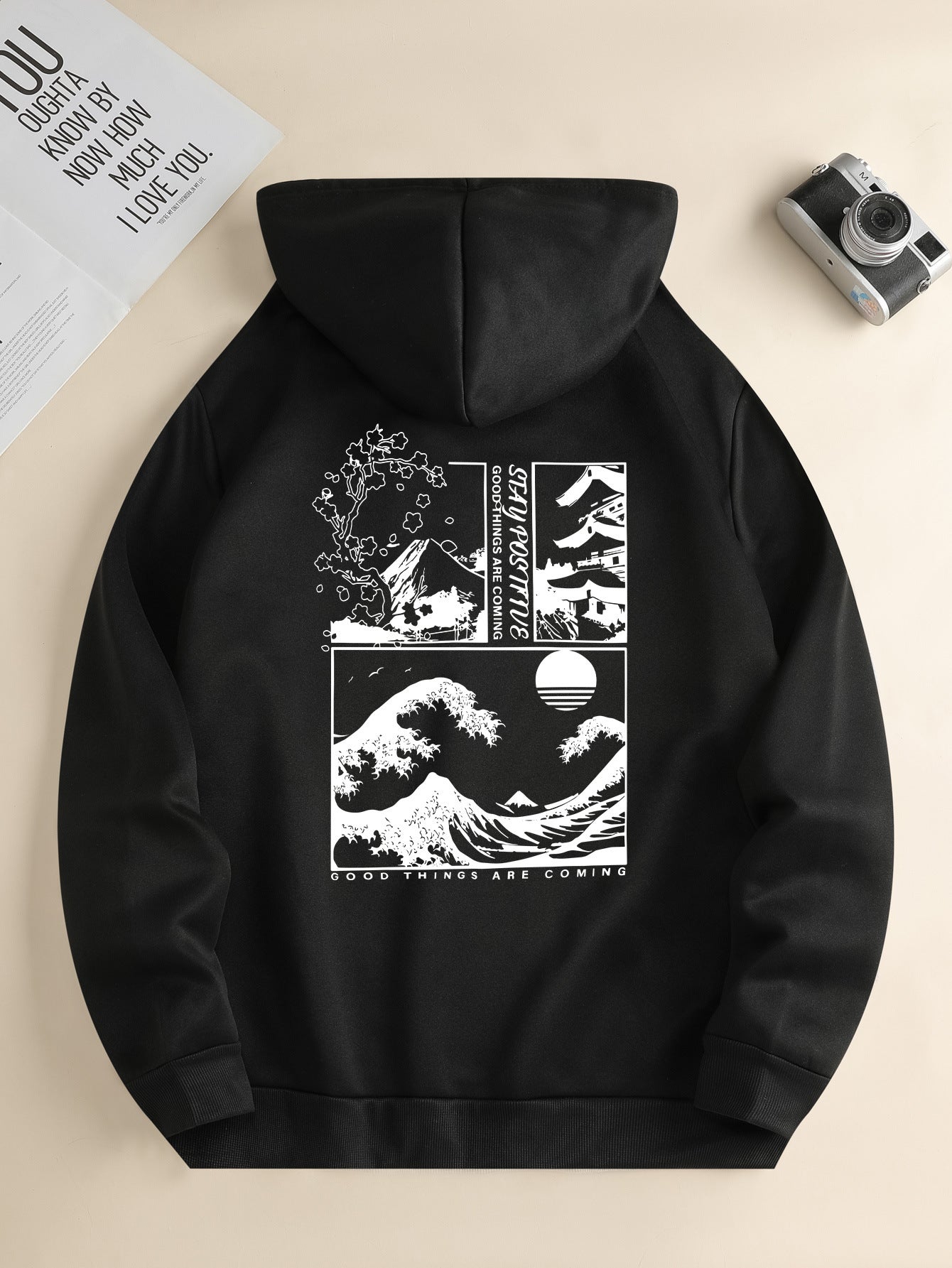 “Stay Positive” Beach Wave Hoodie