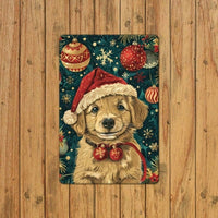 Vintage Christmas Dog Metal Tin Sign, Retro Festive Wall Art, 8x12 Inch — view 4
