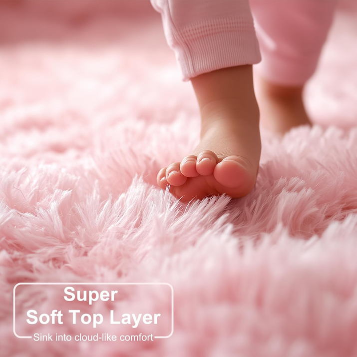 Circle Round Fluffy Area Rug 4Ft For Girls Bedroom Kids Room — view 4