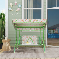 Kids Garden Swing Chair With Adjustable Canopy,Safety Belt,2 Seater Hammock Swing Bench For Patio,Porch,Green — view 5