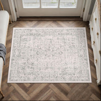 Grey Vintage Area Rug 2x3 Ft, Washable Small Entryway Carpet For Bedroom, Living Room, Hallway And Home Decor