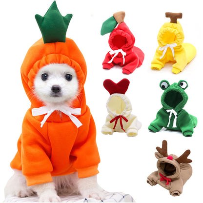 Cute Fruit Dog Hoodie – Warm Fleece Pet Clothes for Small Dogs & Puppies