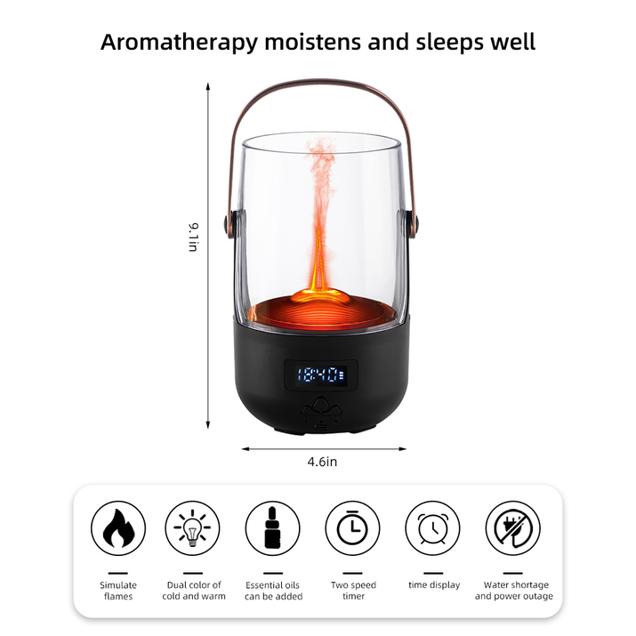 Perfect Gift Retro Essential Oil Diffuser With Realistic Flame Effect - 200ML Humidifier, 3 Timers, Ambient Lighting & Waterless Protection — view 5