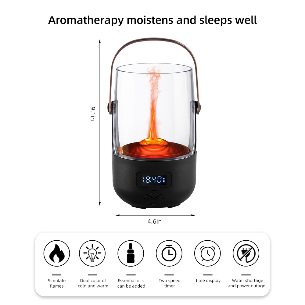 Perfect Gift Retro Essential Oil Diffuser With Realistic Flame Effect - 200ML Humidifier, 3 Timers, Ambient Lighting & Waterless Protection — view 5