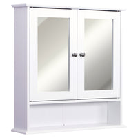 Kleankin Wall-mounted Bathroom Cabinet Mirror Door Organiser Storage Shelves Living Room White