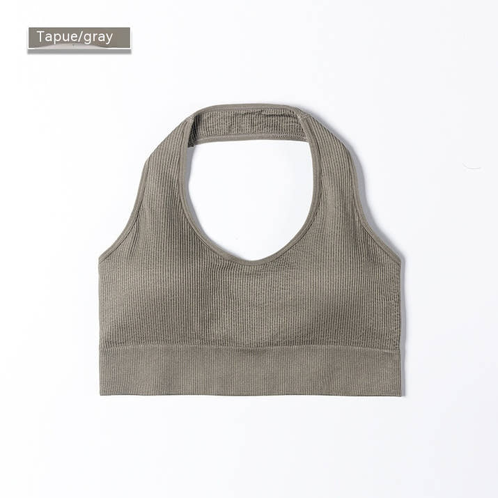 Ribbed Sports Bra – Seamless Halter Workout Top