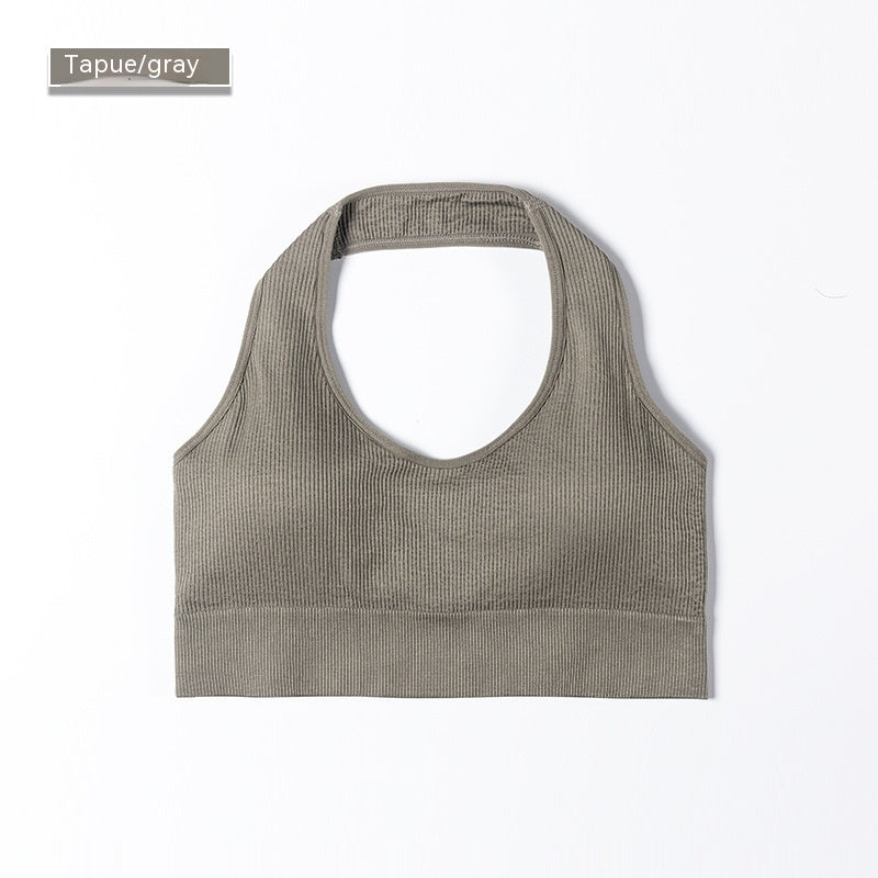 Ribbed Sports Bra – Seamless Halter Workout Top
