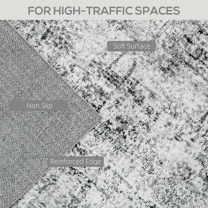 Area Rug for Living Room 6x9, Modern Abstract Machine Washable Rug, Non-Slip Carpet for Bedroom, Dining Room, Grey — view 5
