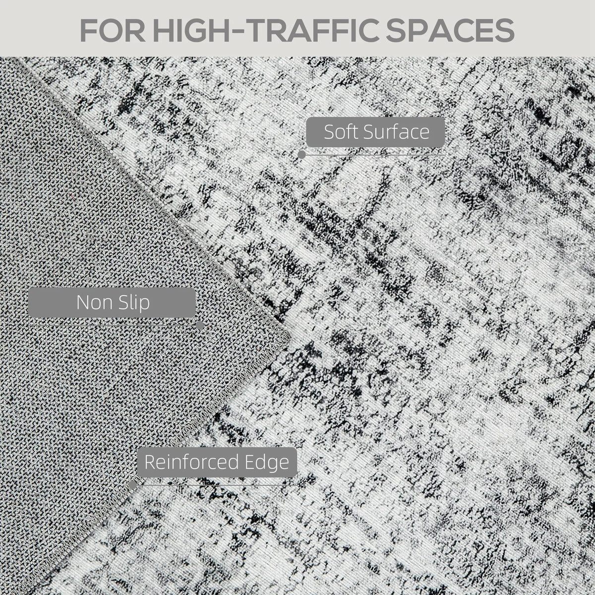Area Rug for Living Room 6x9, Modern Abstract Machine Washable Rug, Non-Slip Carpet for Bedroom, Dining Room, Grey — view 5