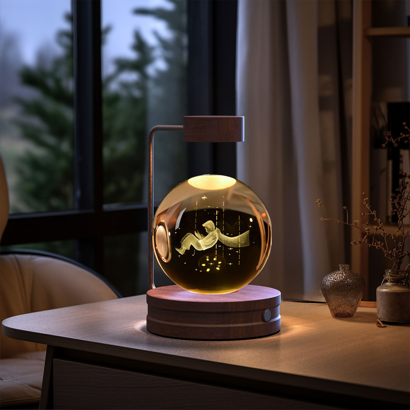 Crystal Ball Cosmic Dinosaur Indoor Night Light Usb Power Warm Bedside