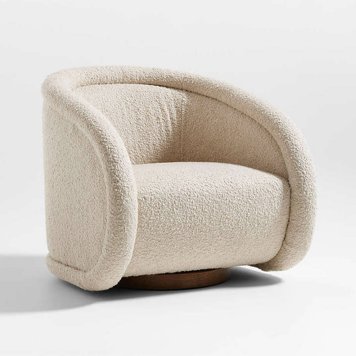 French-style Vintage Fabric Swivel Sofa Chair