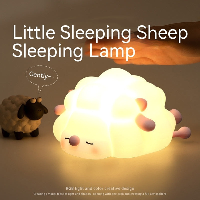 Adorable Sheep Silicone Night Light - Rechargeable Dimmable Lamp Bedroom Décor