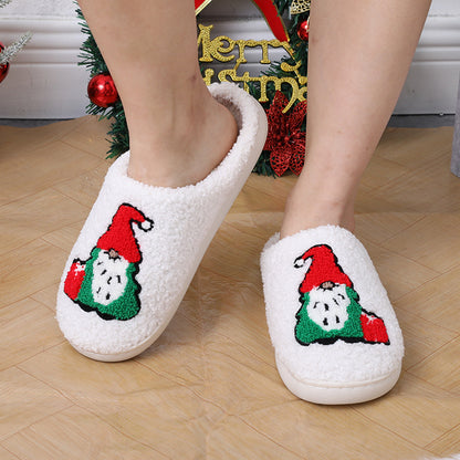 Cute Cartoon Santa Claus Christmas Slippers – Warm Indoor Home Shoes for Couples