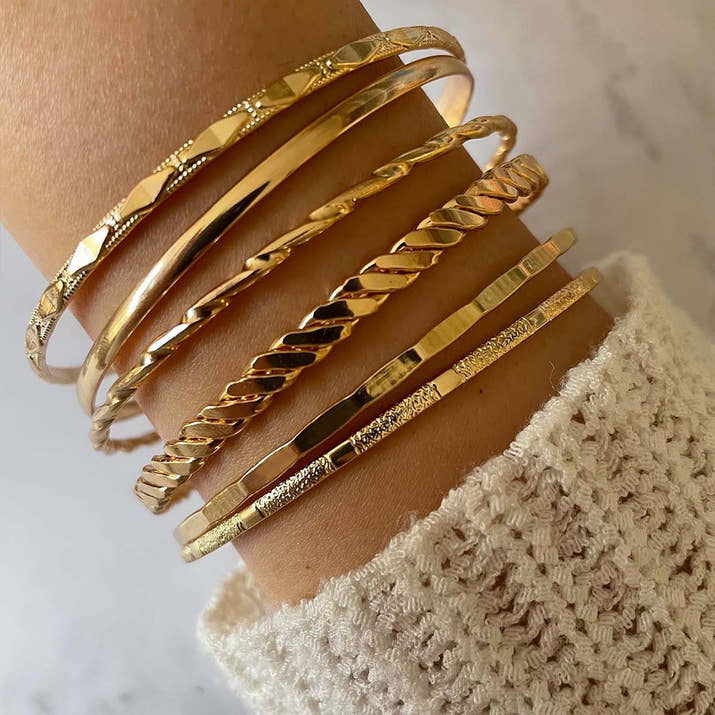 Gold Bohemian Metal Chain Bracelet Set