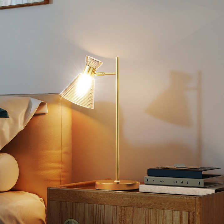 Modern Table Lamp,Bedside Lamp With Adjustable Flower-Shaped Head And E27 Socket For Living Room Bedroom Study,Bulb Not Included,Gold Tone — view 4
