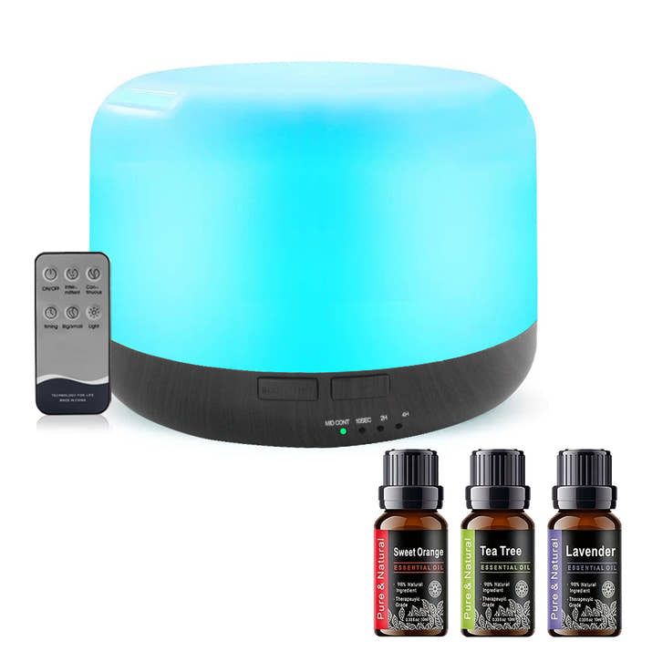 500ml Ultrasonic Essential Oil Diffuser & Humidifier With Remote, Auto-Off Timer, 7 Color Changing Night Light For Home, Office, Yoga — view 4
