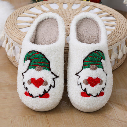 Cute Cartoon Santa Claus Christmas Slippers – Warm Indoor Home Shoes for Couples