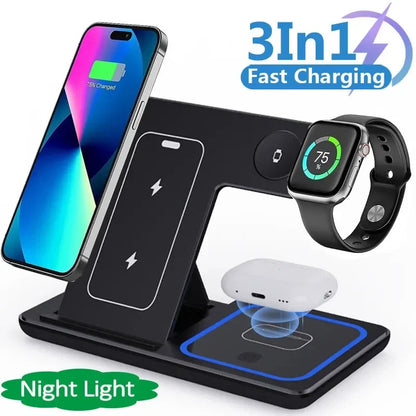 15W 3-in-1 Wireless Charging Stand for iPhone, iWatch, AirPods Pro