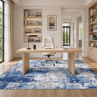 Washable 5x7 Abstract Area Rug For Living Room Blue Gray Carpet For Bedroom, Kitchen, Office, Hallway And Entryway, Printed Pattern — view 5