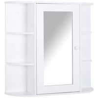 Wall Mounted Bathroom Cabinet With Mirror Single Door Storage Organizer 2-tier Inner Shelves White
