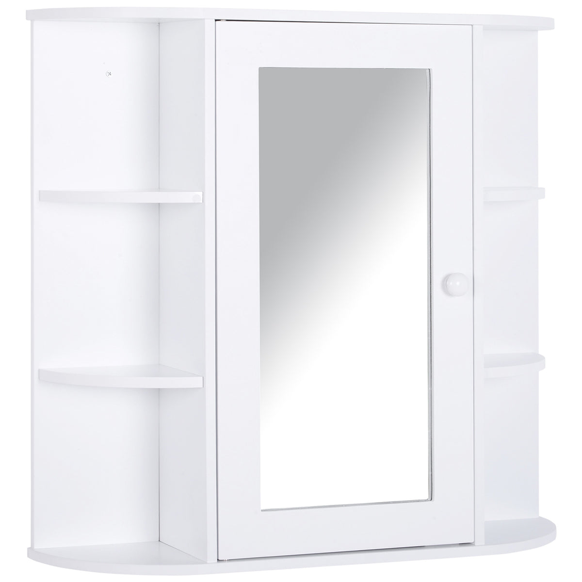 Wall Mounted Bathroom Cabinet With Mirror Single Door Storage Organizer 2-tier Inner Shelves White