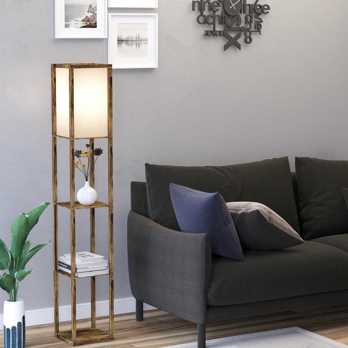 Three-layer Floor Lamp With Storage Rack And Acrylic Lampshade, Suitable For Living Room, Bedroom, Kitchen, Dining Room, Office, Dormitory And Other Places, 160cm, — view 3