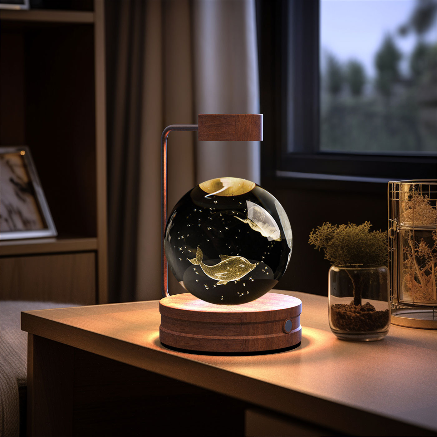 Crystal Ball Cosmic Dinosaur Indoor Night Light Usb Power Warm Bedside