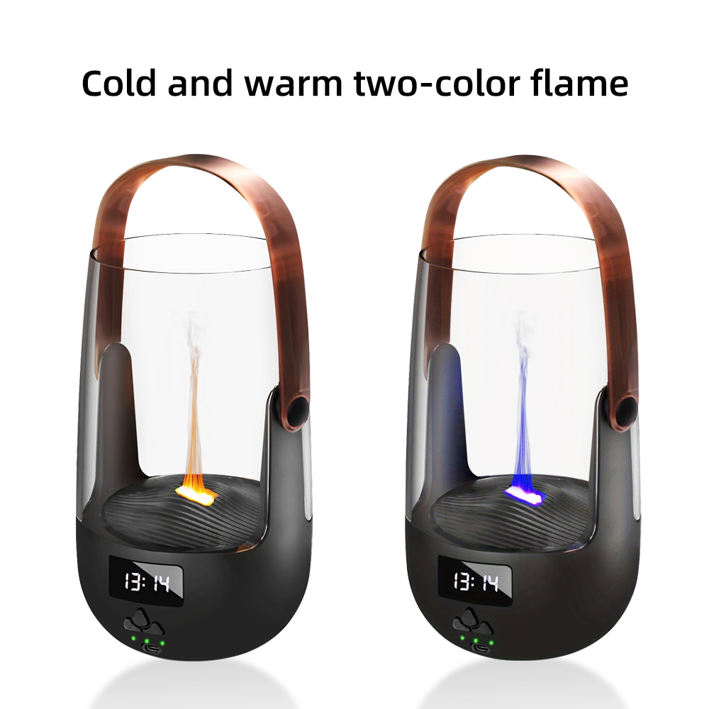 Perfect Gift Retro Essential Oil Diffuser With Realistic Flame Effect - 200ML Humidifier, 3 Timers, Ambient Lighting & Waterless Protection — view 2