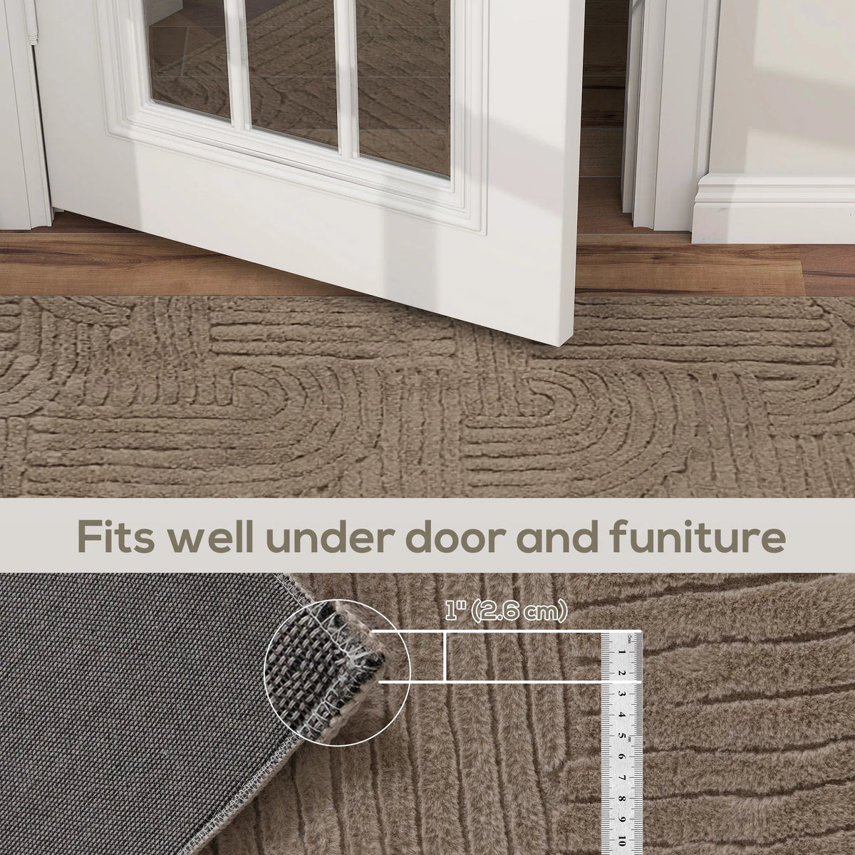 6x9 Area Rug, Luxurious Faux Fur Rug, Non-Slip Floor Carpet for Living Room, Bedroom, Dining Room, Tan — view 6