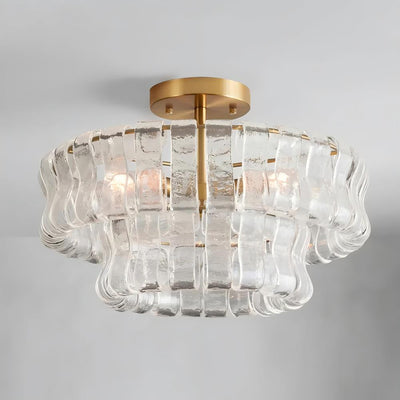 French-style Green Amber Smoky Glass Chandelier