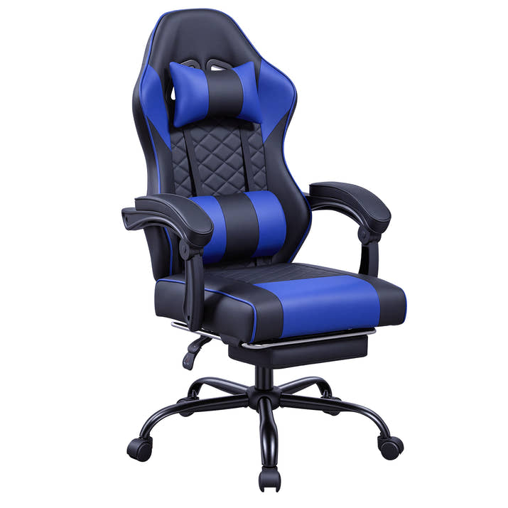 Racing Style Gaming Chair With Footrest,PU Leather,Massage Lumbar Support,Reclining,360degree  Swivel Seater Adjustable Height