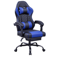 Racing Style Gaming Chair With Footrest,PU Leather,Massage Lumbar Support,Reclining,360degree  Swivel Seater Adjustable Height