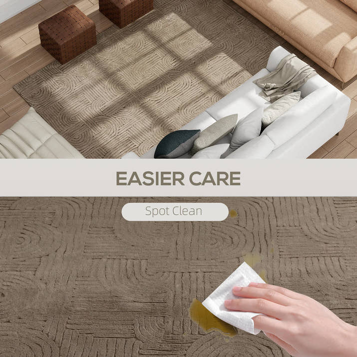 6x9 Area Rug, Luxurious Faux Fur Rug, Non-Slip Floor Carpet for Living Room, Bedroom, Dining Room, Tan — view 5